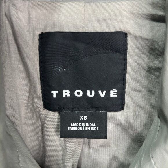 Nordstrom Trouve Leather Moto Biker Jacket Light Gray Sz XS - Picture 2 of 5